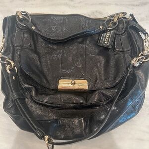 Coach Limited Ed Kristin Elevated Black Leather Crossbody Satchel Purse - 16823